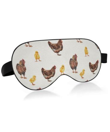 Farm Cock with Little Chicken Sleep Mask Light Blocking Eye Mask for Sleeping with Adjustable Strap Soft Lightweight Blindfold Mask for Men Women Work Travel Naps