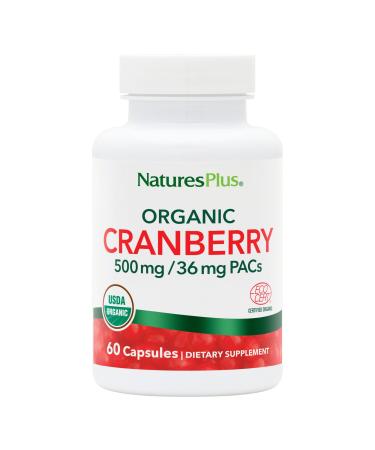 NaturesPlus Organic Cranberry 500 mg - 60 Capsules - Helps Promote Healthy Urinary Tract - USDA Certified Organic Vegan Gluten Free Non-GMO - 30 Servings
