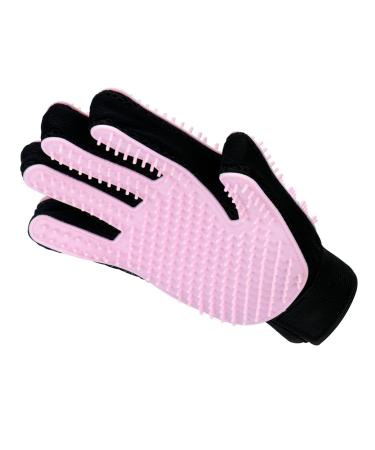 miaow Pet Grooming Glove,Five Fingers with 259 Silicone Needles,Effective in Removing Pet Floating Hair, Glove Size fits All,Double-Side Pet Grooming Design, can be Worn on Both Hands-1 Piece, Pink