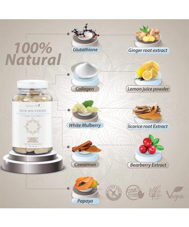Glutathione Whitening Pills 6200mg with Collagen for Skin Lightening, Acne Scars & Dark Spot Removal - Skin Bleaching Supplement with Anti-Aging Benefits - 90 Vegan Capsules - Buy Online on GoSupps.com