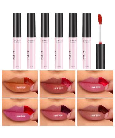 Katutude 6 Pack Peel Off Lipstick for Girls Waterproof Long Lasting Matte Liquid Waterproof Non-stick Lipstick for Girls Women