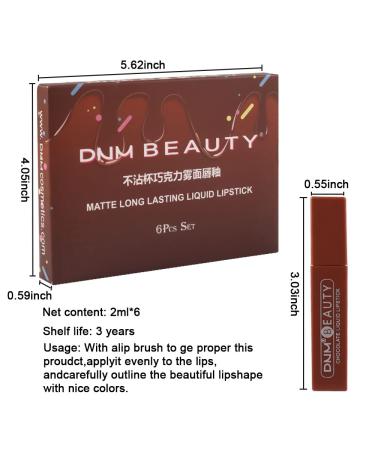 Chocolate Matte Liquid Lipstick Set for Women - Deep Dark Red, 6 Pcs, Long Lasting 24 Hour Stay, Makeup Stain Kit, Labiales Matte Mate Larga Duracion - Set02 - Buy Online on GoSupps.com