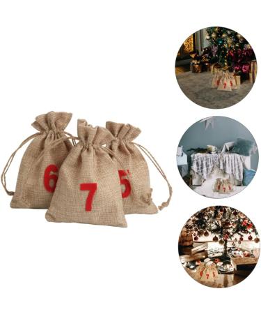 HAPINARY 24pcs Christmas Sack Candy Bags Advent Calendar Linen-like Cloth with Non-woven Lining - Buy Online on GoSupps.com
