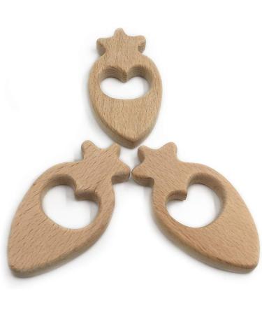 Wendysun 2pcs Cartoon Wood Teether Set - Natural Animal Radish Shape Baby Teething Toy - Buy Online on GoSupps.com