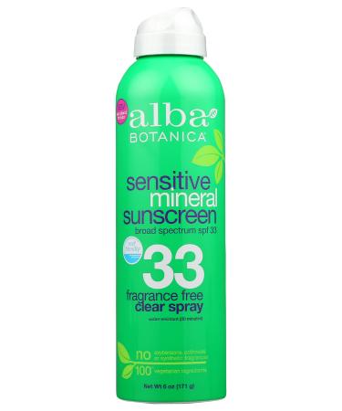 Alba Botanica Sensitive Sunscreen  SPF 33  Fragrance Free  6 oz