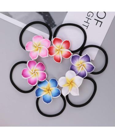 Buy 12pcs Colorful Plumeria Hair Ties | Hawaiian Hair Accessories | International Shipping Available - Buy Online on GoSupps.com