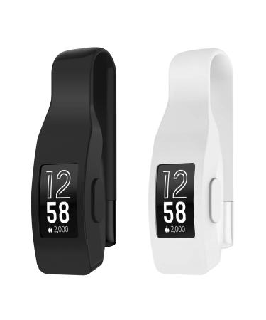 EEweca 2-Pack Clip for Fitbit Inspire or Inspire HR Holder Accessory, Black+White (not for inspire 2)
