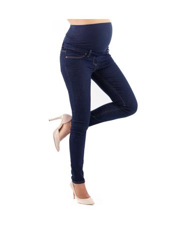 Milano - Maternity Jeans for Pregnant Women Ultra Stretch Buttery Soft Denim Comfortable Slim Clothing. High Waisted Over The Bump Band 8 Denim