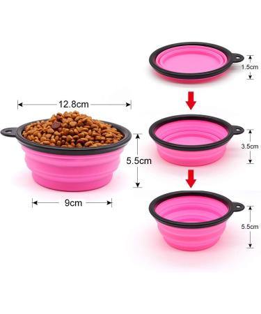 Slson Foldable Pet Bowl - Portable Travel Bowl for Dogs & Cats (350ml) with Carabiner Water & Food Bowls in Orange & Pink - Buy Online on GoSupps.com