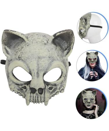 Homsfou Halloween Mask - Cat Skull Half Face Costume with Ears | 3D PU Party Props for Cosplay - Buy Online on GoSupps.com