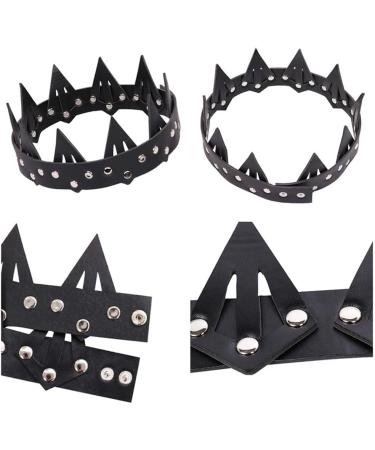 KIPETTO Leather Crown Unisex King Queen Gothic Crown for Halloween Masquerade Cosplay Wedding Birthday Party Costume - Buy Online on GoSupps.com