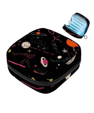 Women's napkin storage bag colorful space stars planet orange menstrual cup portable women's bandages storage bags female menstruation first period bag