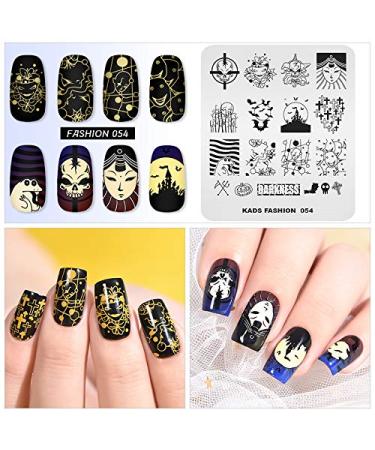 Alexnailart Halloween Nail Stamp Plates - Creative Bat Cross & Skull Designs for DIY Nail Art | FA054 - Buy Online on GoSupps.com