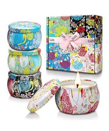 Fragrance candles 5.65 oz *4 soy wax candles set for aromatherapy gift for women mother stress Valentine's Day birthday wedding Christmas floreal floral candle 4-part set