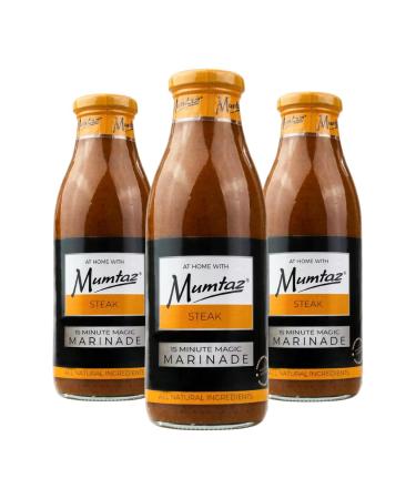 Mumtaz STEAK Marinade Sauce - Pack of 3x500g 15 Minute Magic Marinade Medium Spiced BBQ-Grill-Roast-Stir or Air fry All Natural Ingredients Gluten Free Vegan Friendly.