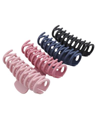 TODEROY 4PCS Large Hair Claw Clips for Woman Non-slip Matte Banana Clips Strong Hold jaw clip Hair Clamps for Thin Thick Hair pink+purple+navy blue+black