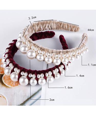 Vpang Velvet Braided Pearl Padded Headband - Elegant Vintage Hairband for Women and Girls in Black - Buy Online on GoSupps.com