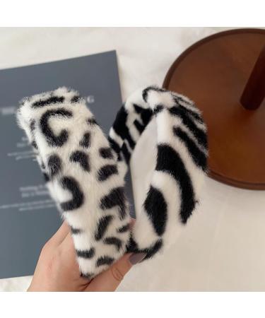 Fluffy Zebra Headband Wide Fur Headband Cute Fluffy Hairband Decorative Fuzzy Hairband Soft Plush Hair Hoop for Women Girls Zebra black white - Buy Online on GoSupps.com