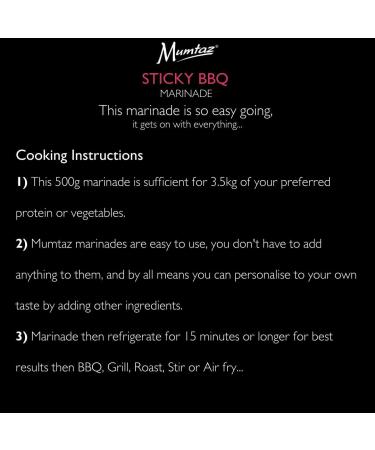 Mumtaz STICKY BBQ Marinade Sauce 500g 15 Minute Magic Marinade Medium Spiced BBQ-Grill-Roast-Stir or Air fry All Natural Ingredients Gluten Free Vegan Friendly. - Buy Online on GoSupps.com