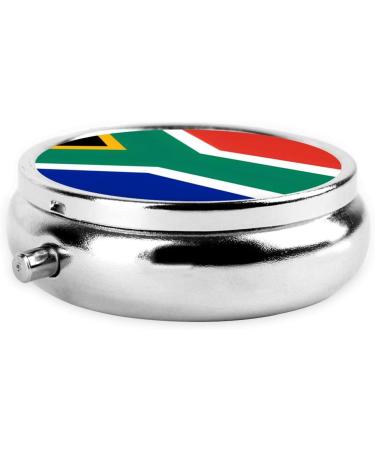 South Africa Flag Portable Metal Pill Box - Round Mini 3-Compartment Design for Small Pills Ideal for Travel - Buy Online on GoSupps.com