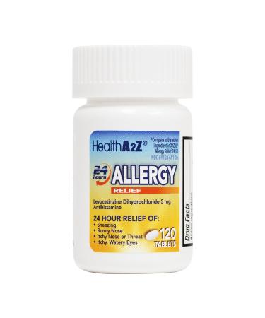 HealthA2Z Allergy Relief | Levocetirizine Dihydrochloride 5mg | 24 Hours | Antihistamine | Relief from Sneezing Runny Nose Itchy Nose and Eyes (120 Counts)