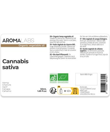 Aroma Labs - Organic Hemp - Virgin and AB Certified Vegetable Oil - 50 mL - Buy Online on GoSupps.com