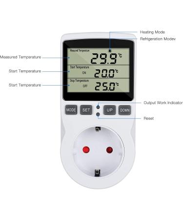 Buy CJBin 230V Temperature Controller Socket - Digital Thermostat with Timer & Probe for Greenhouse Terrarium Aquarium Heating & Cooling - Buy Online on GoSupps.com