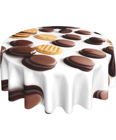 FRESQA Cookies Food Chocolate Chip Biscuits Round Tablecloth 60 NCH Waterproof Washable Kitchen Dining Room Round Tablecloth Cookies Food Chocolate Chip Biscuits One Size - Buy Online on GoSupps.com