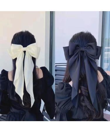 hgnxa Bow-Hair Clip Women Large knot Stain Hairpin Barrettes Girls Solid Color Ponytail Clip Hair Accessory Headwear Gift Pink - Buy Online on GoSupps.com