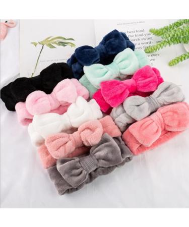Makeup Headbands Bow Hair Bands for Women Spa Washing Face Hair Band Towel Wrap Coral Fleece Elastic Head Band for Shower Sports (Black) - Buy Online on GoSupps.com