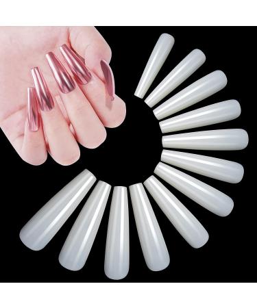 TOPHOWER Extra Long Coffin Nail Tips - 240 Pcs XXL Ballerina Nails for Salons and DIY Nail Art - Natural Coffin Shaped Acrylic False Nails with Box - Buy Online on GoSupps.com