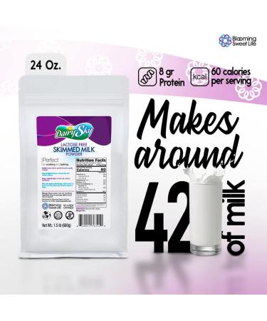 DairySky Lactose-Free Skimmed Milk Powder - Non-GMO, Fat-Free for Baking & Coffee | Kosher, Protein & Calcium Rich | RBST Hormone-Free - 24oz - Buy Online on GoSupps.com