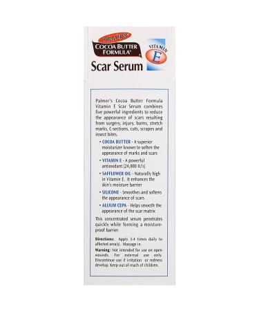 Palmers Cocoa Butter Scar Serum with Vitamin E 1oz - Fades Scars and Hydrates Skin - Buy Online on GoSupps.com