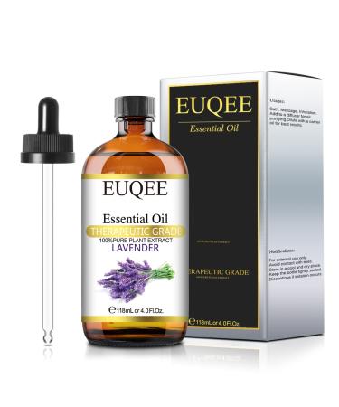 EUQEE Lavender Oil Essential Oil 118ml Pure Lavender Essential Oil Natural Diffuser Oil Essential Oils for Diffusers for Home Aromatherapy Relax Lavender 118.00 ml (Pack of 1)