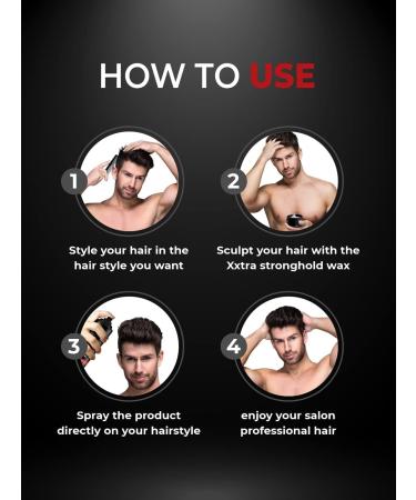 Bear'do Strong Hold Hair Spray 192 ml | Hair Spray for Men | Hair Styling Spray | Hair Setting Spray | Hair Fixing Spray | Strong Hold | Natural Shine Black - Buy Online on GoSupps.com