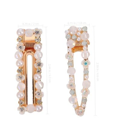 FOMIYES 2pcs Bridal Flower Hair Accessories - White Pearl Hair Claw and Rhinestone Hair Barrettes for Women - Fashion Headpiece Hair Clips 6.6X1.8X0.5cm - Buy Online on GoSupps.com
