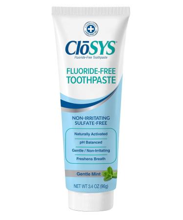 CloSYS Fluoride Free Toothpaste - Travel Size 3.4oz | Gentle Mint TSA Compliant Whitening & Enamel Protection Sulfate Free - International Shipping Available - Buy Online on GoSupps.com