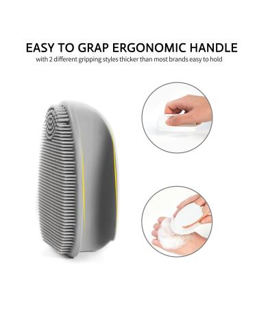 HieerBus Silicone Face Scrubber - Manual Exfoliating Brush for Sensitive Skin - Blackhead Removing, Pore Cleansing and Massaging Tool - Grey+White - Buy Online on GoSupps.com
