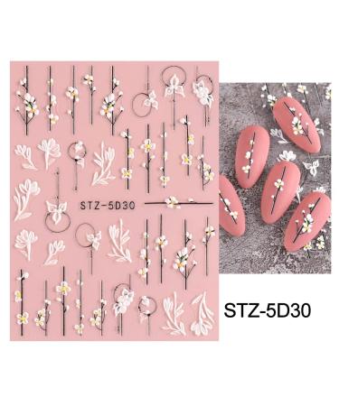 5D Spring Flower Nail Art Stickers - 4 Self-Adhesive Decals | JMEOWIO Floral Design for Women & Girls | International Shipping Available - Buy Online on GoSupps.com