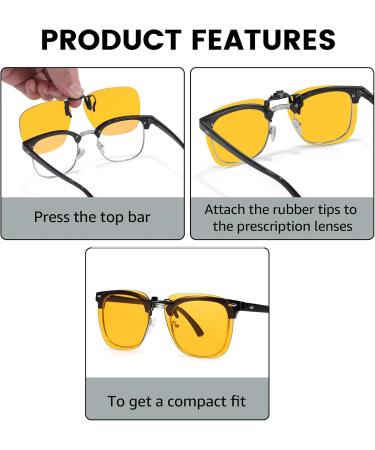 Clip-On Blue Light Blocking Glasses for Large Prescription Glasses - Unisex TS103-3 Non-Flip - Buy Online on GoSupps.com