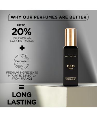 Be'llaVita Luxury CEO MAN Eau De Parfum with Lemon Lavender Tonka Mandarin & Vetiver | Office Wear Perfume for Men with long lasting notes of Tonka and Agarwood 20 ML - Buy Online on GoSupps.com
