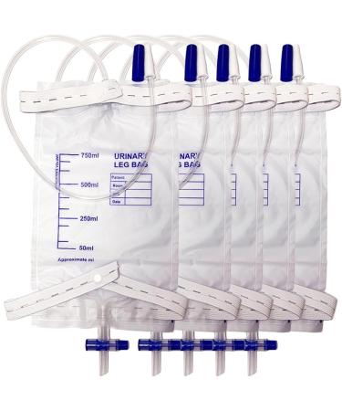 Buy Urinary Leg Bag 750ml - 7 Tube Anti-Reflux Cloth Straps Easy-Tap - 5 PCS | International Shipping - Buy Online on GoSupps.com