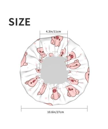 Pink Pig Cartoon Shower Cap | Reusable Double Layer Waterproof Hair Cap for Women and Girls - Buy Online on GoSupps.com