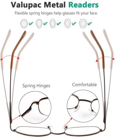 Eyekepper Metal Frame Spring Hinged Reading Glasses - 3 Pairs (Brown/Gunmetal/Black) +2.75 - Stylish & Durable Valupac Readers - Buy Online on GoSupps.com