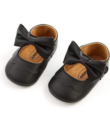 Baby Girls First Walking Shoes Mary Jane PU Leather Anti-Slip Princess Shoes 0-6 Months - Black - Buy Online on GoSupps.com