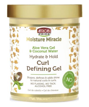 African Pride Moisture Miracle Hydrate & Hold Curl Defining Hair Gel  For Natural Coils & Curls  Hydrates & Controls Frizz  18 oz