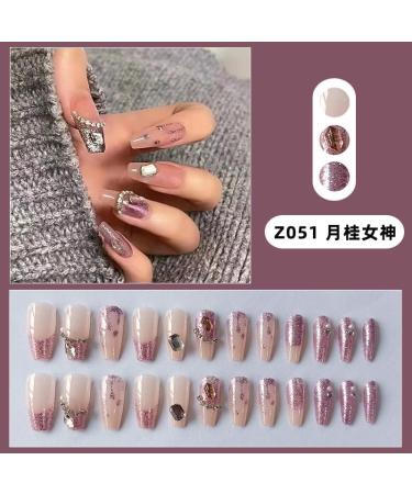 24Pcs/Set Press On Nails Long False Nails Acrylic Fake Nails Full Cover Nails Tips Artificial Finger Manicure Press on nails for Women and Girls - Buy Online on GoSupps.com
