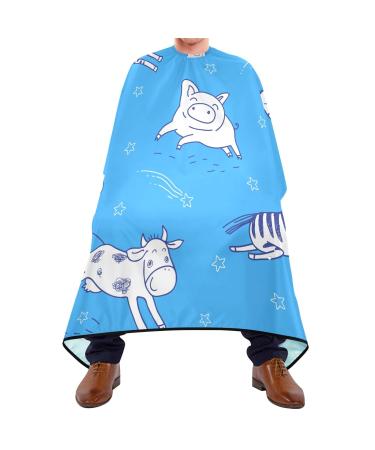 Waterproof Barber Cape -animal cute cow and pig Cheetah Haircut Bib for Men Unisex Hair Cutting Cape(8rp1a)