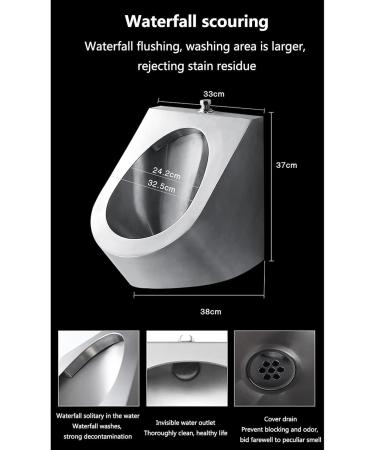 Wall-Mounted Stainless Steel Urinal Commercial High-Efficiency Induction Flushing Men's Urinal Bathroom Accessories Urinal with Infrared Automatic Flushing Valve Suitable - Buy Online on GoSupps.com