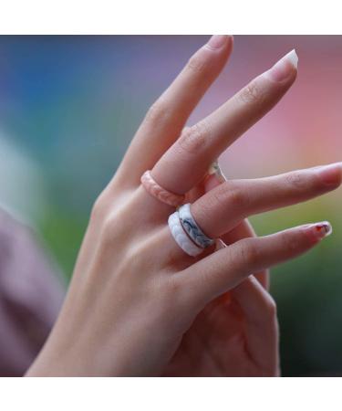 Zollen Olive Leaves Silicone Wedding Rings for Women - Stackable Rubber Bands in Rose Gold, Pearl White, Black, and Marble - Hypoallergenic Silicone - Size 6 (16.5mm) - Buy Online on GoSupps.com